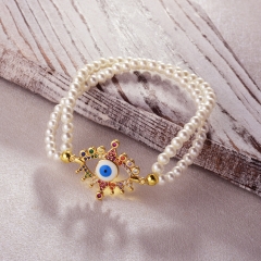 Pearl copper charm diamond bracelet  TTTB-0341B
