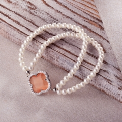 Pearl copper charm diamond bracelet  TTTB-0345A