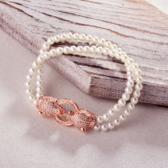 Pearl copper charm diamond bracelet  TTTB-0334C