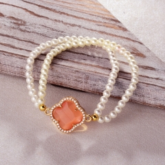 Pearl copper charm diamond bracelet  TTTB-0345B