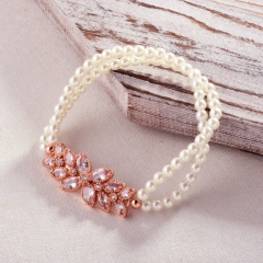 Pearl copper charm diamond bracelet  TTTB-0331C