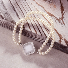 Pearl copper charm diamond bracelet  TTTB-0353A