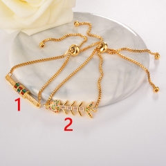 stainless steel adjustable chain copper zircon charms bracelet TTTB-0015