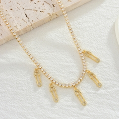 Stainless Steel and Brass Pendant Necklace  TTTN-0239