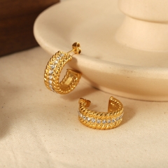 Hollow Gold Hoop Earrings Tarnish Free Gold Plated Stainless Steel Jewelry ES-2532