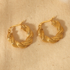Hollow Gold Hoop Earrings Tarnish Free Gold Plated Stainless Steel Jewelry ES-2487