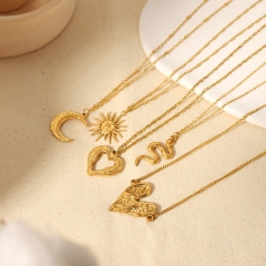 Women Jewelry Stainless Steel Gold Pendant Necklace NS-1504