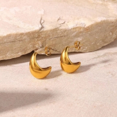 Hollow Gold Hoop Earrings Tarnish Free Gold Plated Stainless Steel Jewelry ES-2539