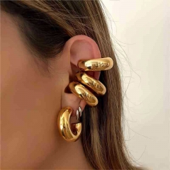 Hollow Gold Hoop Earrings Tarnish Free Gold Plated Stainless Steel Jewelry ES-2437