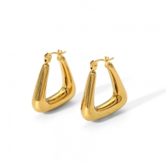 Hollow Gold Hoop Earrings Tarnish Free Gold Plated Stainless Steel Jewelry ES-2542G