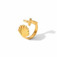 Fashion 18k Gold Plated Jewelry Women Stainless Steel Ring  RS-1557
