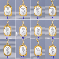 Gold Plated Jewelry Birthday Flower Stainless Steel Necklace NS-1378