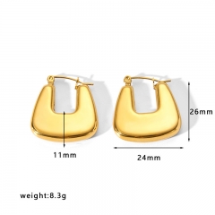 Hollow Gold Hoop Earrings Tarnish Free Gold Plated Stainless Steel Jewelry ES-2535G