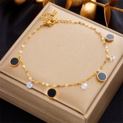 Stainless Steel 18K Gold Plated Anklets With Charms For Women  AN016