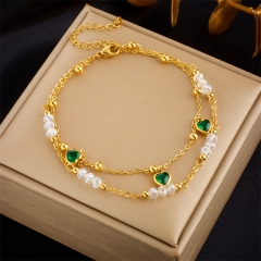 Stainless Steel 18K Gold Plated Anklets With Charms For Women  AN025