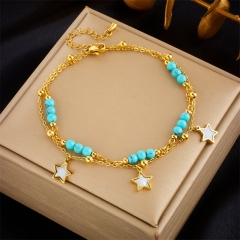 Stainless Steel 18K Gold Plated Anklets With Charms For Women  AN031