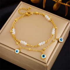 Stainless Steel 18K Gold Plated Anklets With Charms For Women  AN027