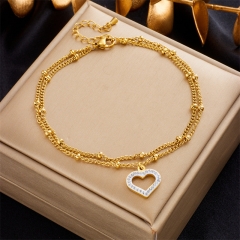 Stainless Steel 18K Gold Plated Anklets With Charms For Women  AN014