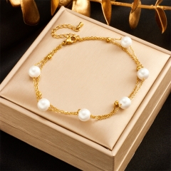 Stainless Steel 18K Gold Plated Anklets With Charms For Women  AN023