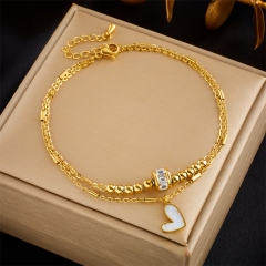 Stainless Steel 18K Gold Plated Anklets With Charms For Women  AN010