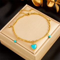Stainless Steel 18K Gold Plated Anklets With Charms For Women  AN028