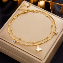 Stainless Steel 18K Gold Plated Anklets With Charms For Women  AN001