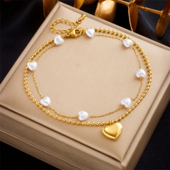 Stainless Steel 18K Gold Plated Anklets With Charms For Women  AN021