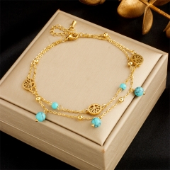 Stainless Steel 18K Gold Plated Anklets With Charms For Women  AN024