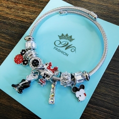 Stainless Steel Bracelet With Alloy Charms