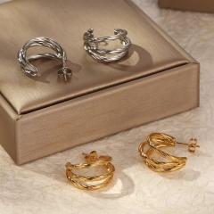 stainless steel hypoallergenic chunky hoop earrings for women  ES-2972