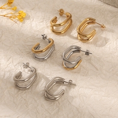 stainless steel hypoallergenic chunky hoop earrings for women  ES-2969