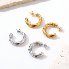 stainless steel hypoallergenic chunky hoop earrings for women  ES-2986