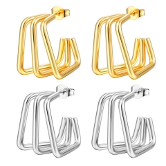stainless steel gold plated women luxury statement earrings   ES-2965