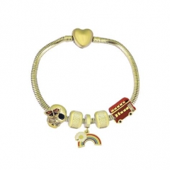 Stainless Steel Heart Snake Chain charms Bracelet  XK5445