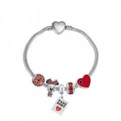 Stainless Steel Heart Snake Chain charms Bracelet  XK5106