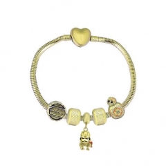 Stainless Steel Heart Snake Chain charms Bracelet  XK5466