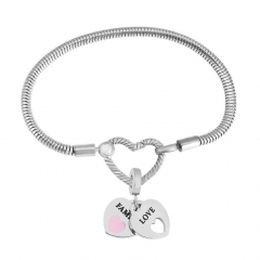 Stainless Steel Heart Charms Bracelet Women Luxury PDM036