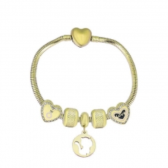 Stainless Steel Heart Snake Chain charms Bracelet  XK5208