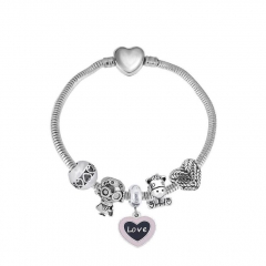 Stainless Steel Heart Snake Chain charms Bracelet  XK5111