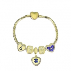 Stainless Steel Heart Snake Chain charms Bracelet  XK5134