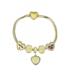 Stainless Steel Heart Snake Chain charms Bracelet  XK5132