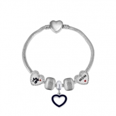 Stainless Steel Heart Snake Chain charms Bracelet  XK5096