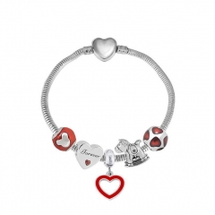 Stainless Steel Heart Snake Chain charms Bracelet  XK5099