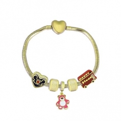 Stainless Steel Heart Snake Chain charms Bracelet  XK5451
