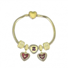 Stainless Steel Heart Snake Chain charms Bracelet  XK5171