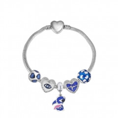 Stainless Steel Heart Snake Chain charms Bracelet  XK5101