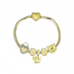 Stainless Steel Heart Snake Chain charms Bracelet  XK5448