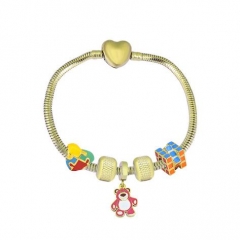 Stainless Steel Heart Snake Chain charms Bracelet  XK5452