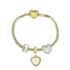 Stainless Steel Heart gold plated charms bracelet for women XK3492