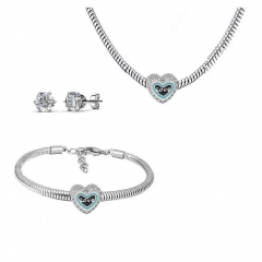 Stainless Steel Charm Necklace Bracelet Earring Jewelry Set PDS255